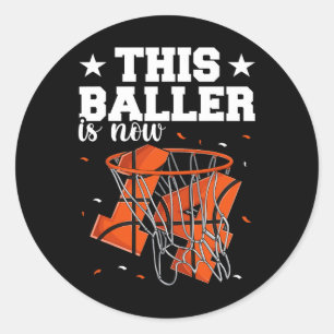 14th Birthday Basketball Boys Classic Round Sticker