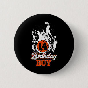 14th Birthday Basketball Theme Birthday Boy 14 Yrs 6 Cm Round Badge