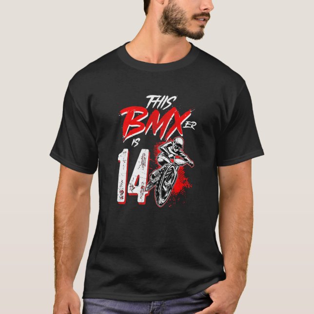 14th Birthday  Boy  BMX Birthday Party Decorations T-Shirt (Front)