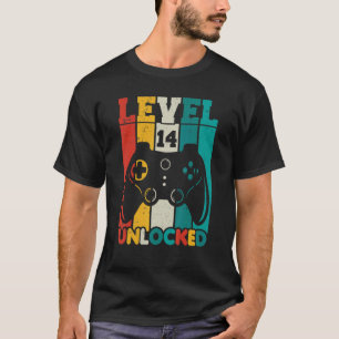 14th Birthday Boy Level 14 Unlocked 14 Year Old Vi T-Shirt
