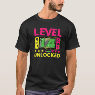 14Th Birthday Boy Level 14 Unlocked Video Gamer Bi T-Shirt