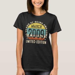 14th Birthday Boy Vintage March 2009 14 Years Old T-Shirt
