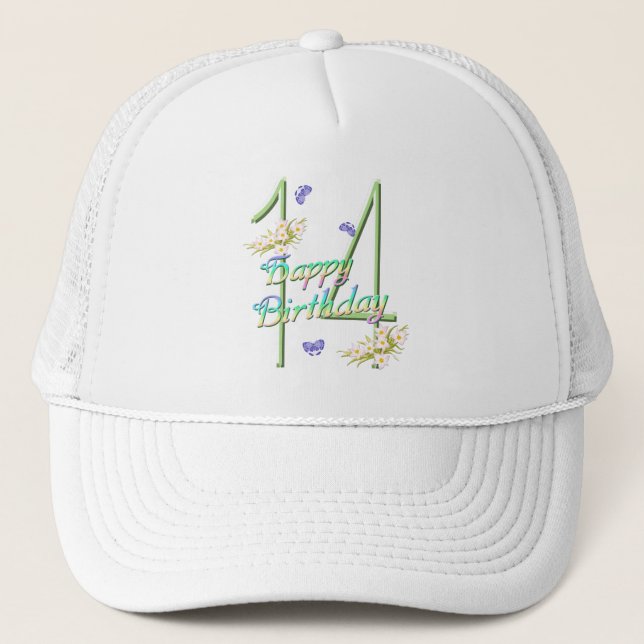 14th Birthday Butterfly Garden Hat (Front)