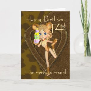 14th Birthday card, Cutie Pie Animal Collection Card