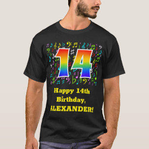 14th Birthday: Colorful Music Symbols, Rainbow 14 T-Shirt