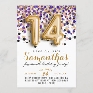 14th Birthday Confetti Invitation