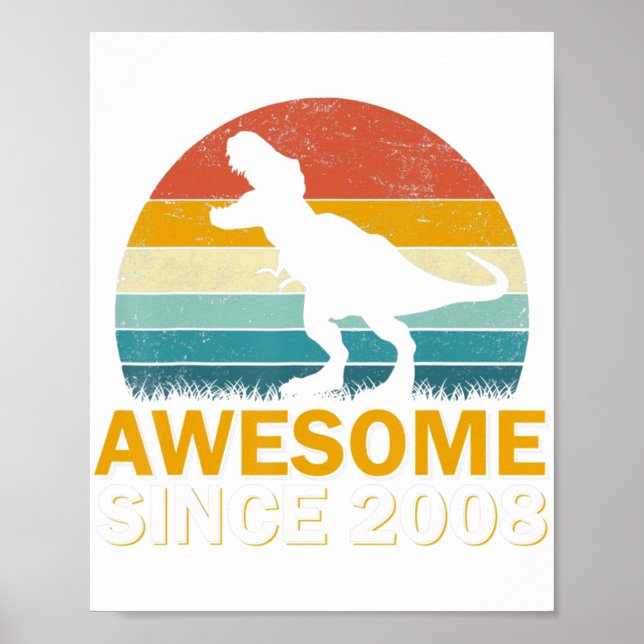 14th Birthday Dinosaur 14 Year Old Boy Awesome Sin Poster (Front)