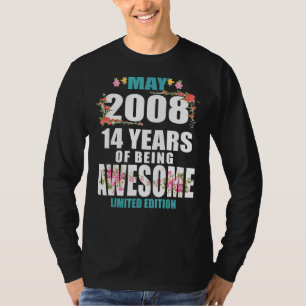 14th Birthday Floral May 2008 14 Years Of Being Aw T-Shirt