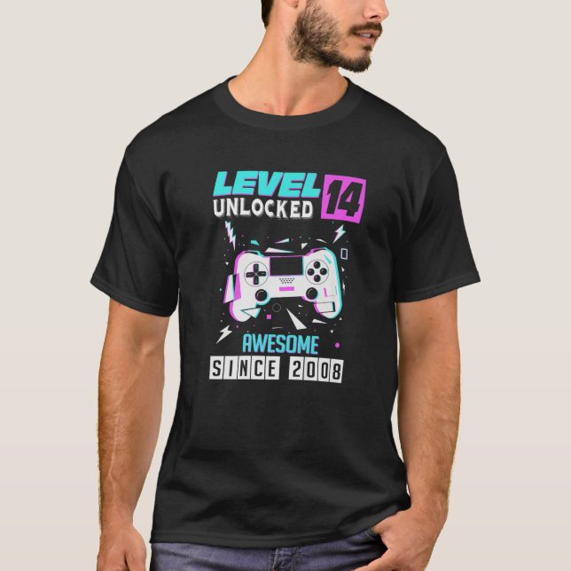 14Th Birthday Gamer Gift Boys Teen 14 Year Old Vid T-Shirt (Front)