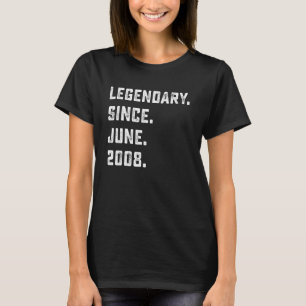 14th Birthday Gift Legendary Since June 2008 14 Ye T-Shirt