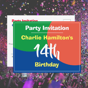 14th Birthday Invitation Postcard
