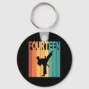 14th Birthday Karate Taekwondo Theme 14 Year Old Key Ring