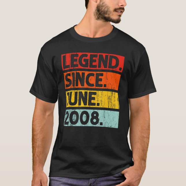 14th Birthday  Legend Since June 2008 14 Years Old T-Shirt (Front)