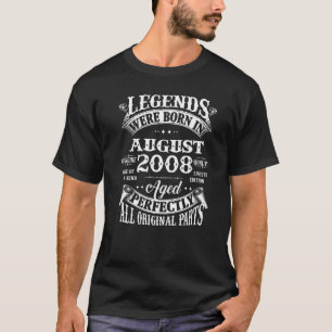 14th Birthday Legends Born In August 2008 14 Year T-Shirt