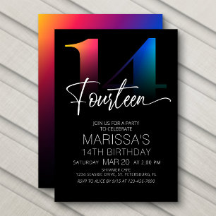14th Birthday Modern Invitation