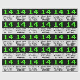 14th Birthday - Nerdy / Geeky Style "14" and Name Wrapping Paper