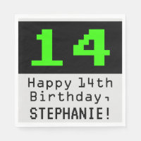 14th Birthday - Nerdy / Geeky Style "14" & Name