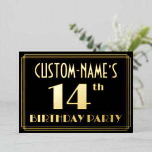 14th Birthday Party: Art Deco Look “14”, w/ Name
