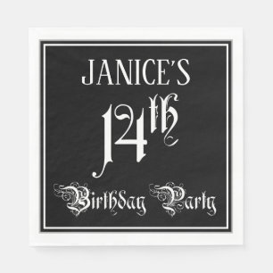 14th Birthday Party — Fancy Script + Custom Name Napkin