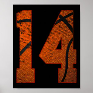 14th Birthday Party Fourteen 14 Year Old Basketbal Poster