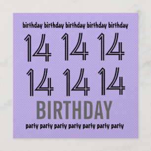 14th Birthday Party Invite Polka Dot Metallic