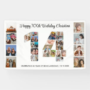 14th Birthday Party Number 14 Photo Collage Banner
