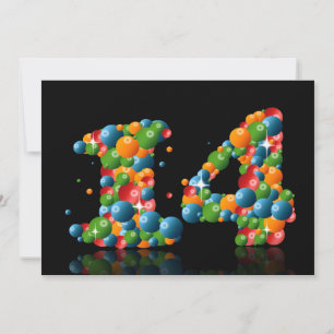 14th Birthday party, with bubbles and balls Invitation