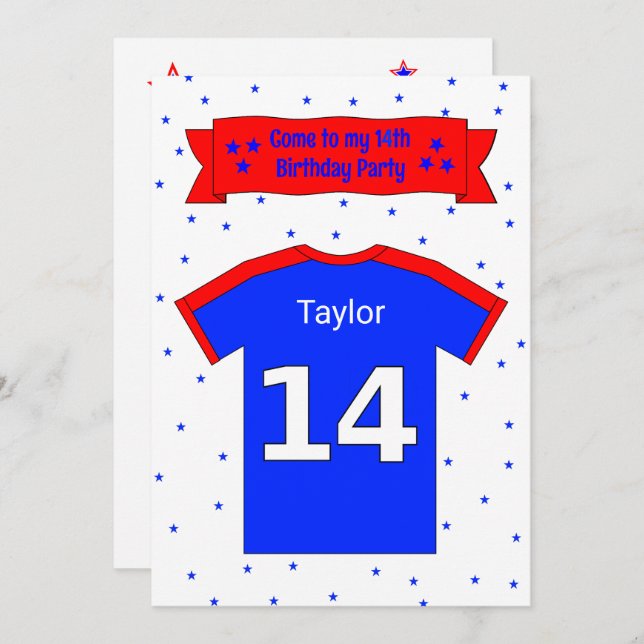 14th birthday personalised party invitation (Front/Back)