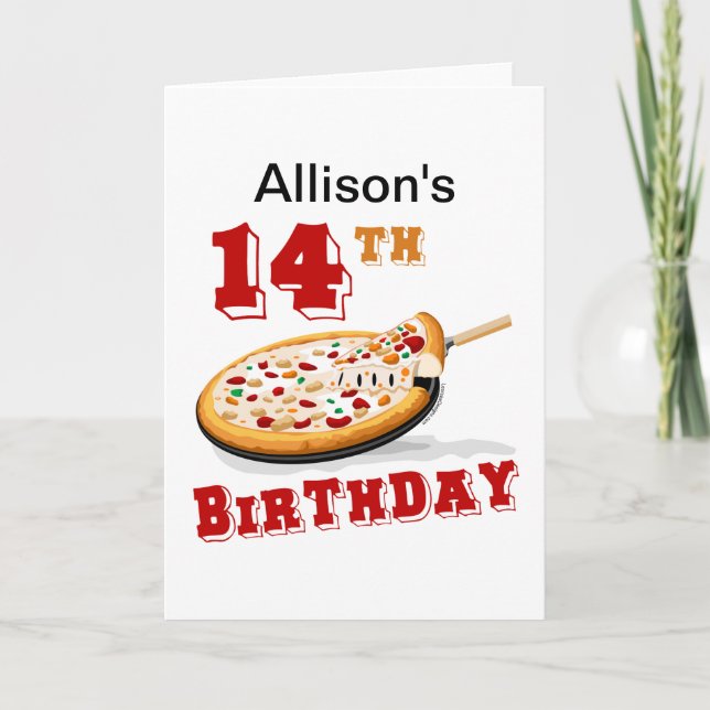 14th Birthday Pizza Party Card (Front)