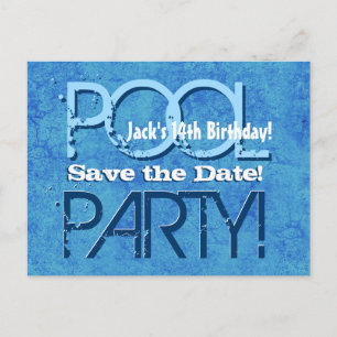 14th Birthday Pool Party Save the Date V014 Announcement Postcard