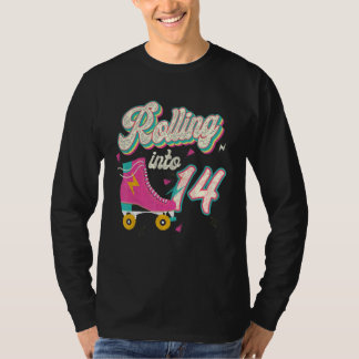 14th Birthday Roller Skates Rolling Into 14 Years  T-Shirt