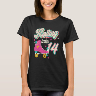 14th Birthday Roller Skates Rolling Into 14 Years  T-Shirt