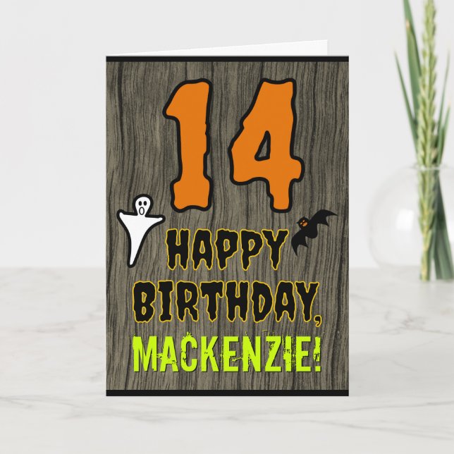 14th Birthday: Spooky Halloween Theme, Custom Name Card (Front)