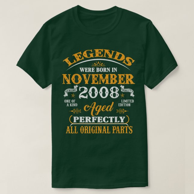 14th Birthday Tee Legends Born In November 2008 14 (Design Front)