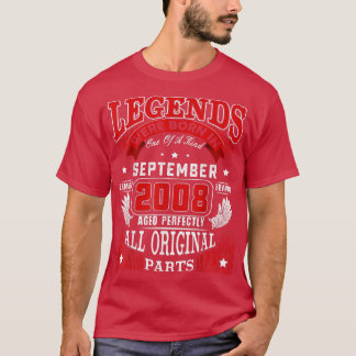 14th Birthday Tee Legends Born In September 2008 1