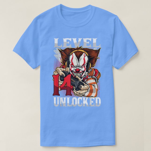 14th Birthday Video Gamer Scary Clown Turning 14 G T-Shirt (Design Front)