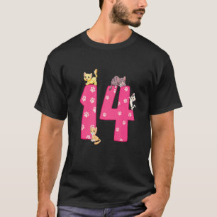 14th Cat Birthday Celebrant 14 Year Old Kitten Bda T-Shirt