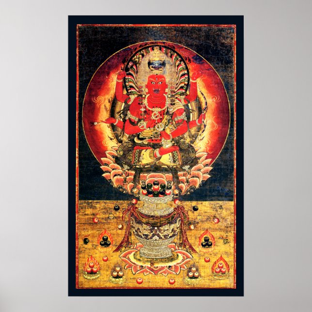 14th century Buddhist Aizen Myoo Painting Poster (Front)