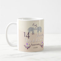 14th Ivory Wedding Anniversary Elephants & Opals