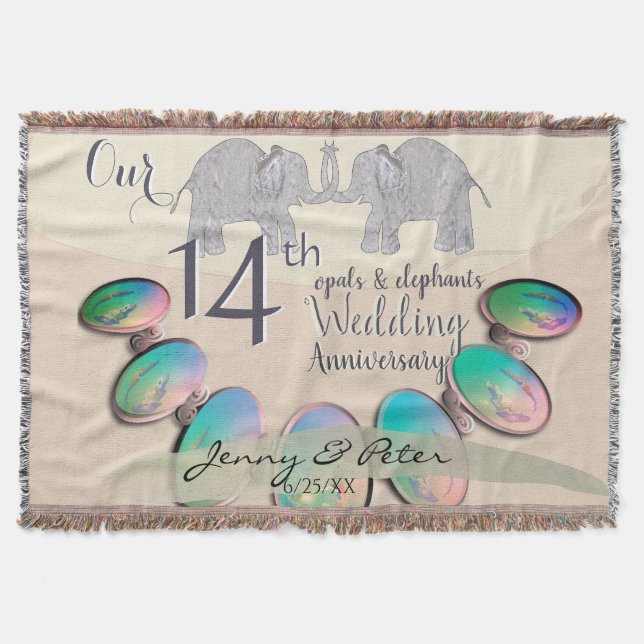 14th Opal & Ivory Anniversary Throw Blanket (Front)