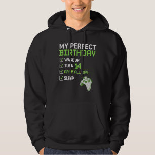 14th Perfect Birthday Boys Gaming 14 Years Old  Ga Hoodie