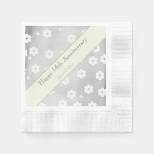 14th Wedding Anniversary, Ivory Anniversary Napkin