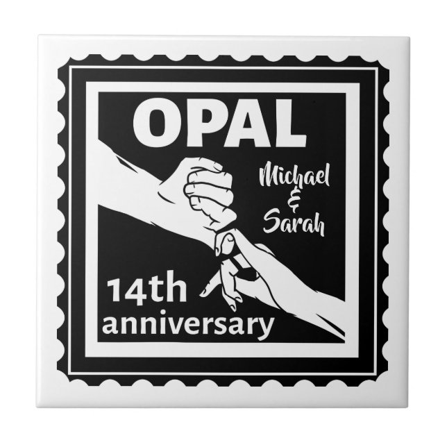 14th wedding anniversary Opal traditional Tile (Front)
