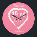 14th Wedding anniversary traditional ivory Large Clock<br><div class="desc">If you would like any help customizing this design please contact me,  there is an ask this designer button,  just below this text. Aromantic heart brush stroke design for people celebrating 14th wedding anniversary. Ivory is the traditional gift for this occasion.</div>