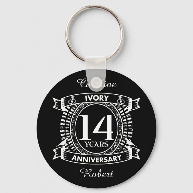 14TH wedding IVORY anniversary Key Ring (Front)