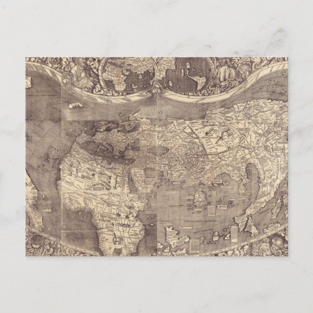 1507 Martin Waldseemuller World Map Postcard (Front)