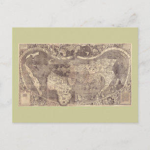 1507 Martin Waldseemuller World Map Postcard