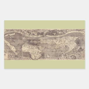 1507 Martin Waldseemuller World Map Rectangular Sticker