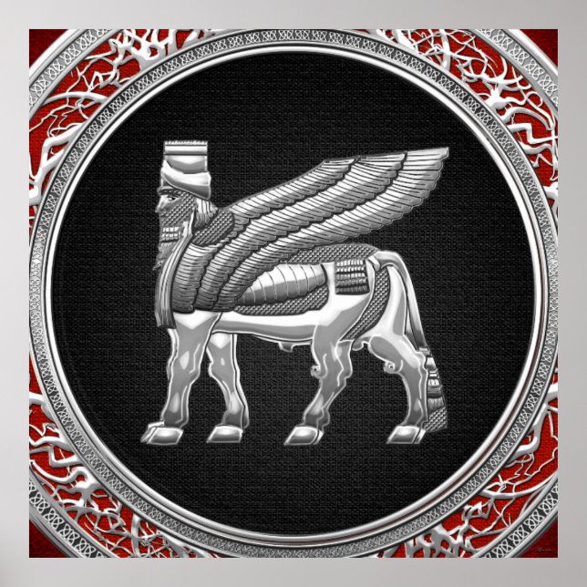 [150] Babylonian Winged Bull [Silver] [3D] Poster (Front)