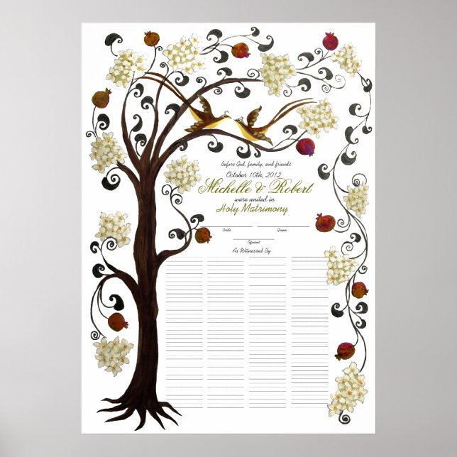 150 guests - Ivory Tree of Life Quaker 28"x20" Poster (Front)